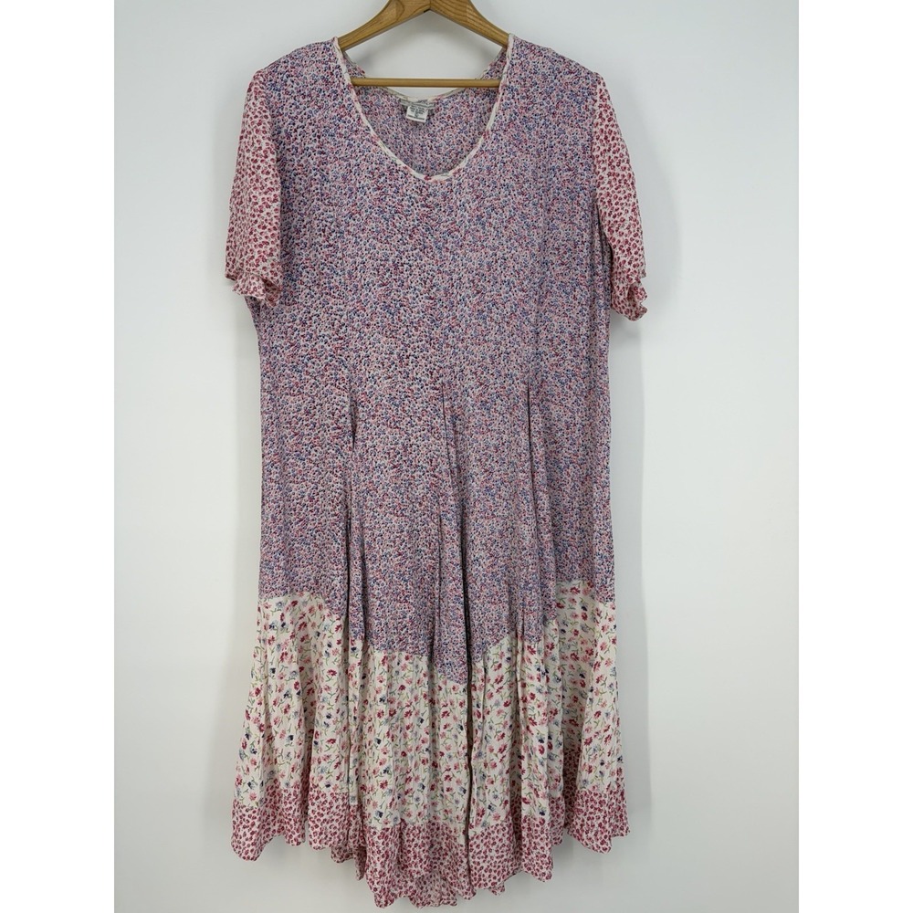 Vtg y2k Starina Floral‎ Patchwork Maxi Dress L Cottagecore Romantic Fairy Grunge